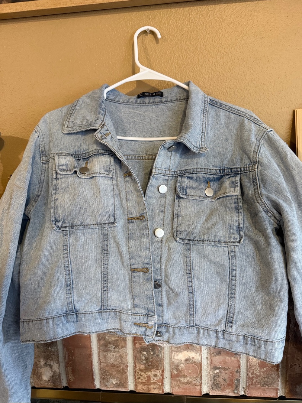 SHEIN Light Blue Cropped Denim Jacket
